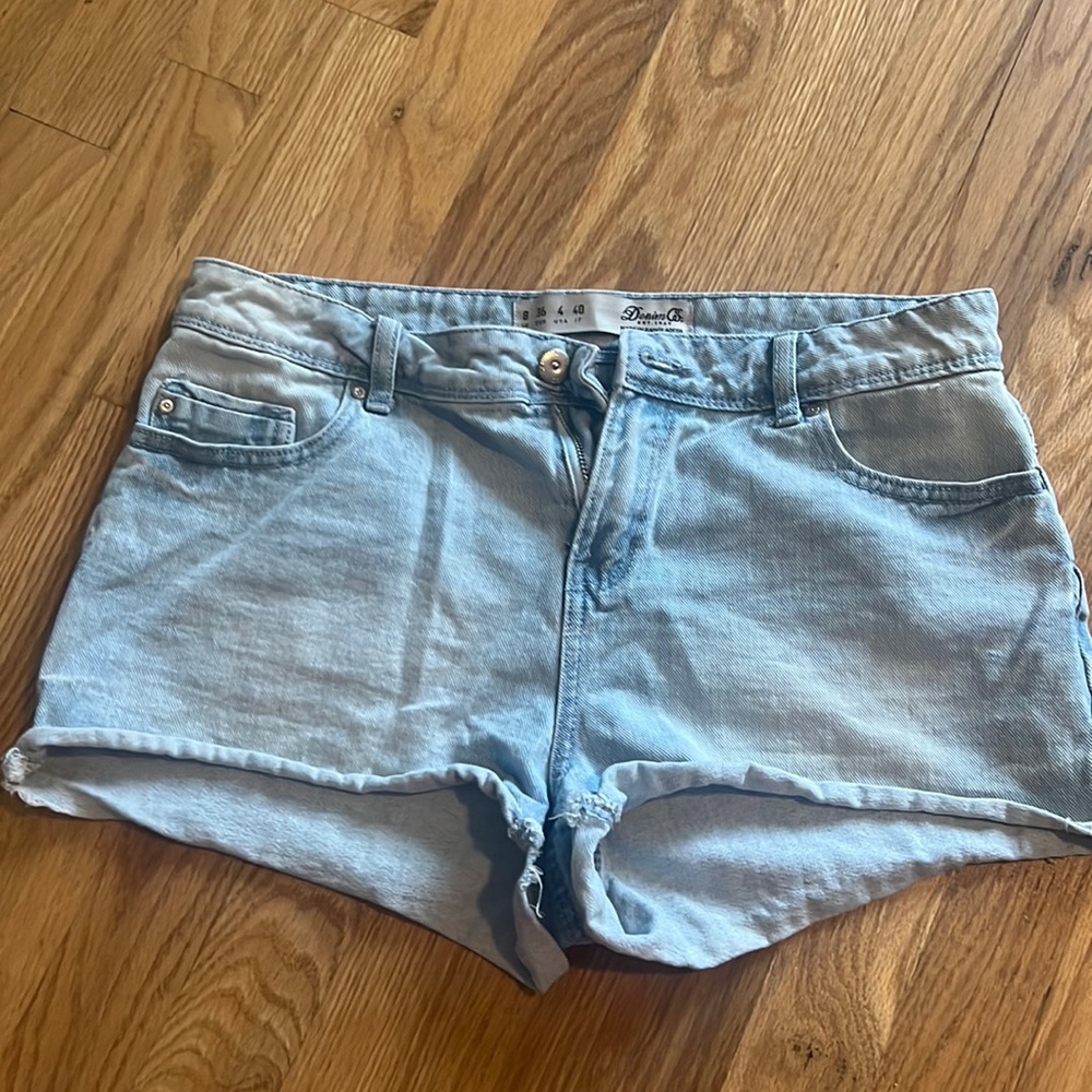 Light wash jean shorts